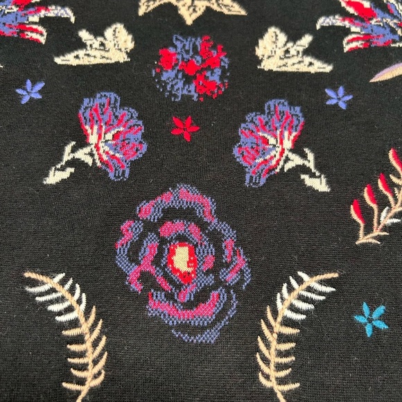 J. Jill Black Floral Embroidered Sweater Crewneck Pullover artsy multicolor - Picture 5 of 8